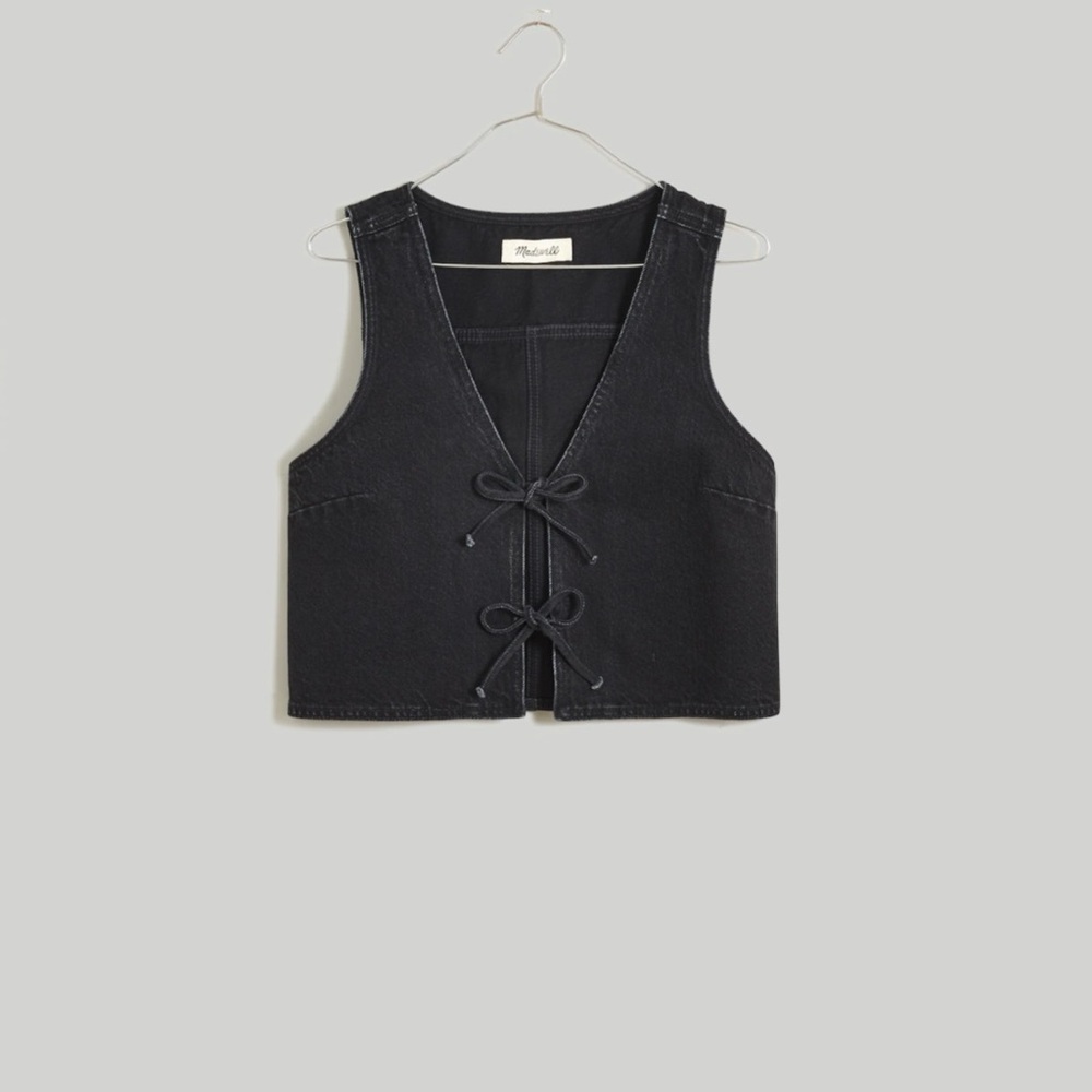 ISO Madewell Denim Tie-Front Cropped Vest in Paulsen Wash